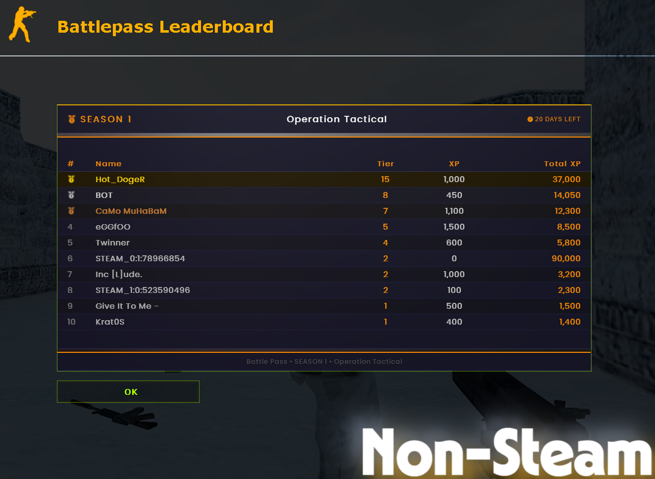 Leaderboard MOTD - Non-Steam